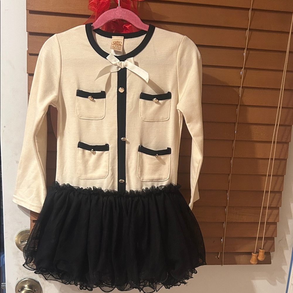 Elegant Cream and Black Kids Formal Dress
